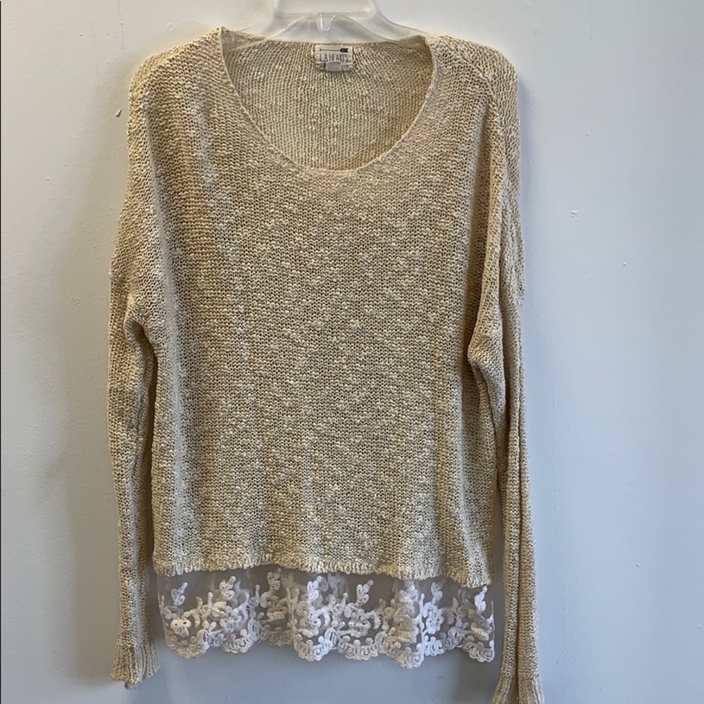 LA hearts sweater with lace trim